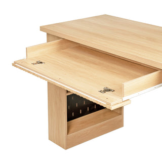 Modern Fluted Office Desk With Storage Cabinet