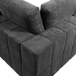 Oversized Modular Loveseat, 2 Piece Living Room Sofa Set - Dark Gray