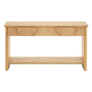 Fluted Console Table With Semi Circular Drawers - Natural