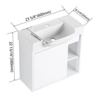 Wall Mounted Bathroom Vanity With Sink & Soft Close Door