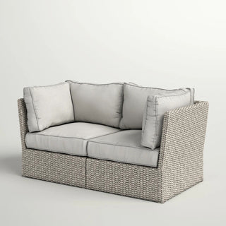 Modern Patio Wicker Loveseat With Cushions