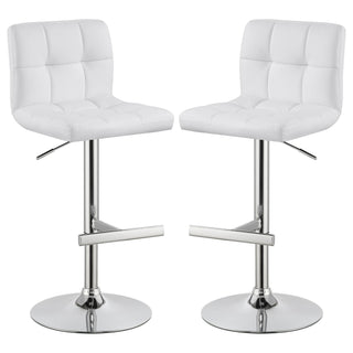Lenny - Upholstered Adjustable Bar Stool (Set of 2) - White