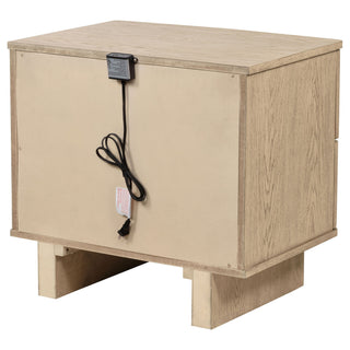 Kimpton - 2 Drawer Nightstand With USB Charging Ports - Beige