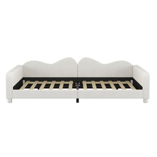 Upholstered Daybed, Sherpa Fabric Sofabed With Cloud-Shaped Backrest