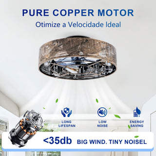 20" Iron Art Ceiling Fans With Remote, Flush Mount Ceiling Fan With 6 Speeds Reversible Motor, Not Included Bulbs - Blush / Gold / Bronze