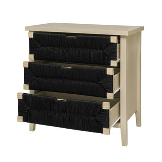 3 Drawer Buffet Sideboard With Adjustable Shelves, Storage Cabinet With Natural Seaweed Decor Doors For Living Room Kitchen Entryway - Natural