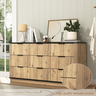 Modern 9 Drawer Cabinet With Metal Rounded Corners Multi Functional Storage - Black