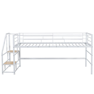 Loft Bed With Storage Stairs And Metal Frame