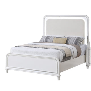 Bed With LED Lights Panel Headboard And Footboard Frame