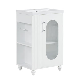 Modern Bathroom Vanity With Sink, Adjustable 2 Tier Shelf