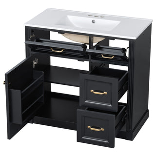 Modern Bathroom Vanity With Sink, 4 Drawers, Soft-Close Door, Adjustable Shelf