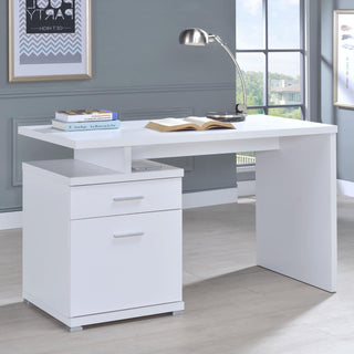 2 Drawer Reversible Office Desk With Modular Design - White