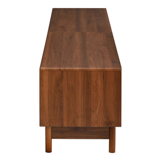 TV Stand With LED Lights And Glass Drawers For Living Room - Walnut