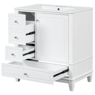 Freestanding Bathroom Vanity With Sink, Soft Close Door, 3 Drawers