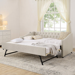 Upholstered Daybed With USB Charging & Pull Out Bed