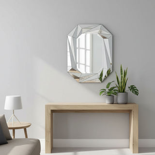 Diamond Shaped Wall Mirror With Beveled Edge Frameless Design - Silver
