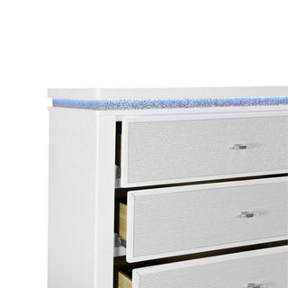 Adalid - Dresser With LED Light And Glittered Drawer Fronts - White