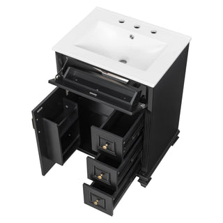 Freestanding Bathroom Vanity With Sink, 3 Drawers & Flip-Out Drawer