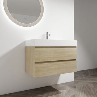 Wall Mounted Bathroom Vanity And Sink, 2 Soft Close Drawers