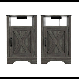 Farmhouse Nightstand, Charging Station & Storage