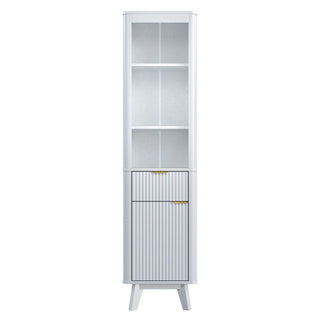 Tall Bathroom Storage Cabinet With Adjustable Shelves And 1 Drawer & Door