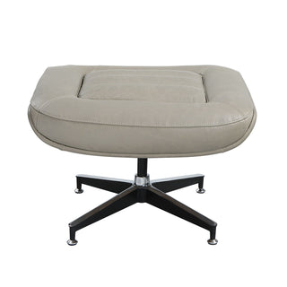 Piran - Twilight Top Grain Leather Accent Chair And Ottoman With Swivel - Gray