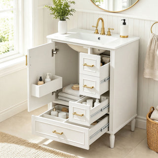 Modern Bathroom Vanity With Sink, Soft Close Doors, 3 Drawers