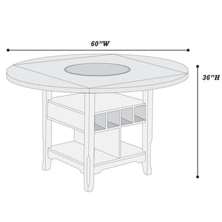 Counter Height Dining Table With Built In Lazy Susan And Storage Shelves
