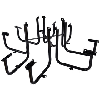 Square Outdoor Steel Picnic Table, With Umbrella Pole