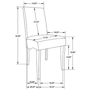 Upholstered Dining Chair Soft Padded Seat And Flared Back Design (Set of 2) - Gray