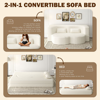 Floor Sofa With 2 Pillows, Convertible Twin Size Mattress For Living Room