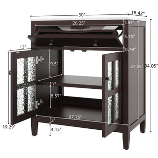 Bathroom Vanity With Ceramic Sink, Adjustable Shelf & Tip Out Tray