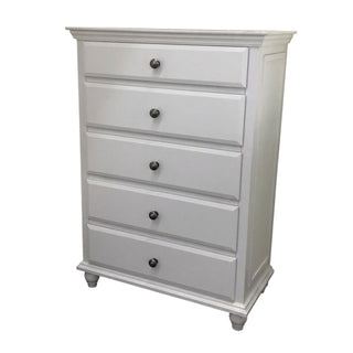 1 Piece Chest 5 Drawers Knob Handles Bedroom Furniture - White