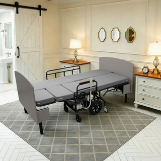 Dual Motor 3 In 1 Electric Nursing Bed Convertible To Wheelchair & Stretcher - Gray