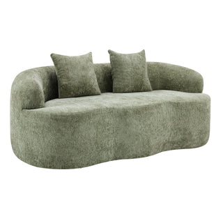 Curved Loveseat Sofa With Round Armrest