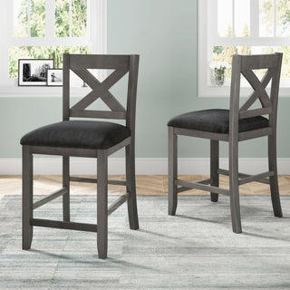 5 Pieces Counter Height Rustic Farmhouse Dining Room Wooden Bar Table Set With 2 Stools And 2 Chairs