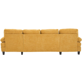U-Shaped Sectional Sofa 103.5" Fabric Couch With Dual Chaise Lounges, Storage Pockets, Armrest Pillows