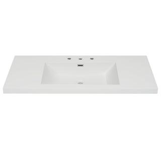 Vanity Top With 3 Faucet Holes, Rectangular Basin For Bathroom - White