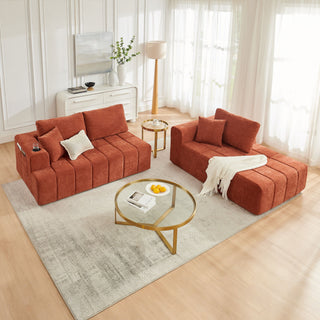 L - Shaped Sectional Sofa With Cup Holders & Side Pockets