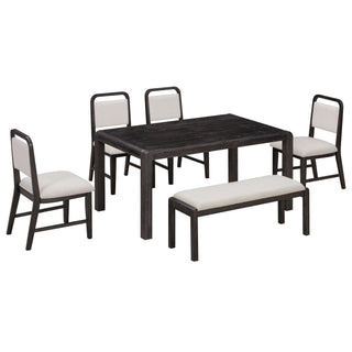 Extendable Dining Table Set With 4 Upholstered Chairs And 1 Bench