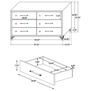 Chesney - 6 Drawer Bedroom Dresser - White