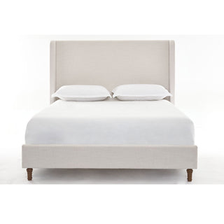 Hayden - King Size Upholstered Wingback Bed With And Tall 54" Headboard - Ivory