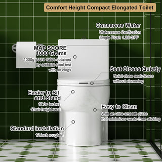 Gloss Tornado Flush 1 Piece Toilet With Soft Closing Seat, Water Saving Dual Flush - Gloss White