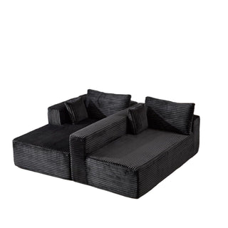Compression Sectional Couch With Comfy Chaise, Boneless L Shape Sofa With Deep Seat