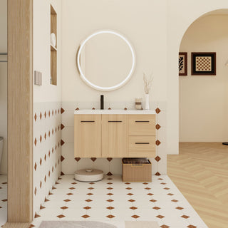 Wall Mounted Floating Bathroom Vanity With Sink, Door & Drawers Modular Cabinet