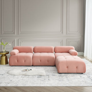 Modular Sectional Sofa, Button Tufted Design With Diy L-Shaped Layout, Reversible Ottoman