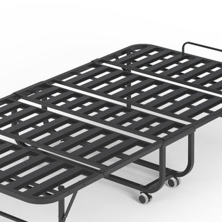 Twin Folding Bed With Memory Foam Mattress Portable Rollaway Bed Sturdy Metal Frame - Brushed Nickel