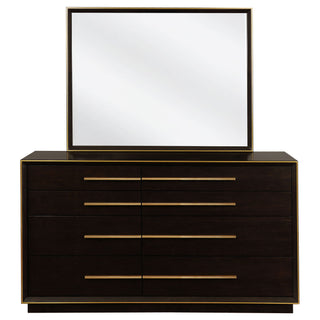 Prescott - 8 Drawer Dresser With Mirror - Smoked Peppercorn Brown