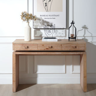 Rustic Wood Console Table With 3 Drawers Entryway Table For Hallway, Foyer, Or Office - Natural / Natural & Light Brown / Natural Wood / Natural Wood Wash / Natural / Rustic