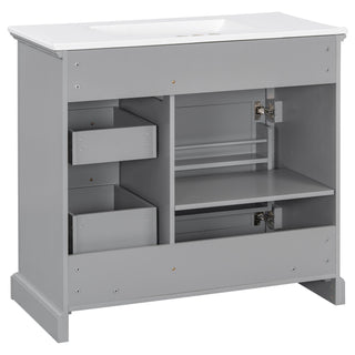 36" Bathroom Vanity With Sink, 2 Tip-Out Drawers, Soft Close Hinges